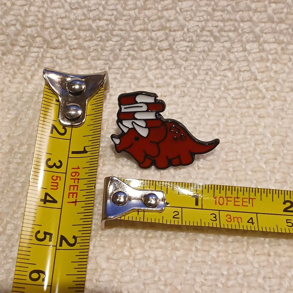 NEW Red Bookworm Triceratops Enamel Pin